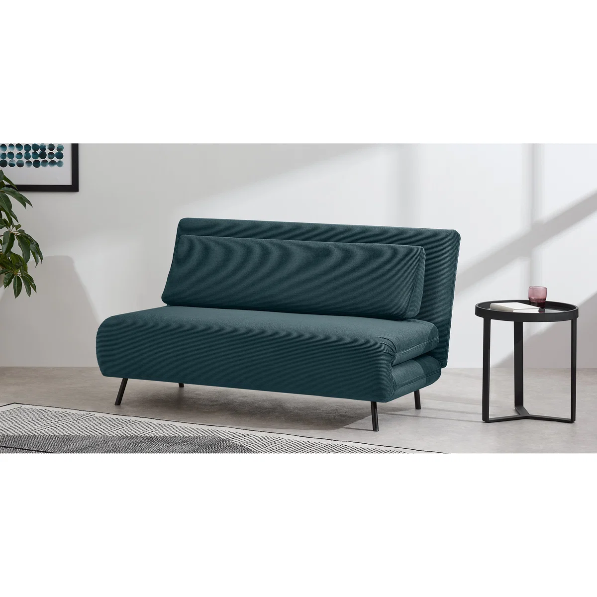 Kahlo Large Sofa Bed, Teal Corduroy Velvet – image 3
