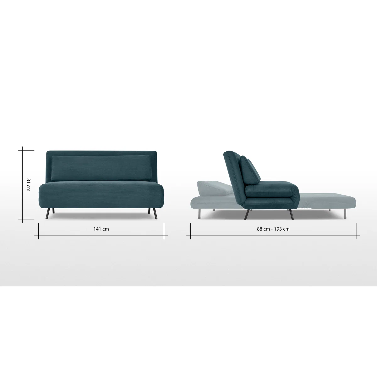 Kahlo Large Sofa Bed, Teal Corduroy Velvet – image 9