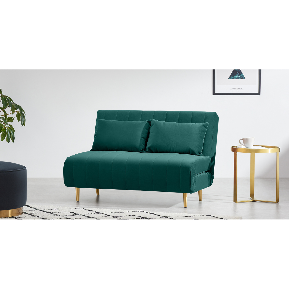Bessie Small Sofa Bed, Seafoam Blue Velvet – image 3