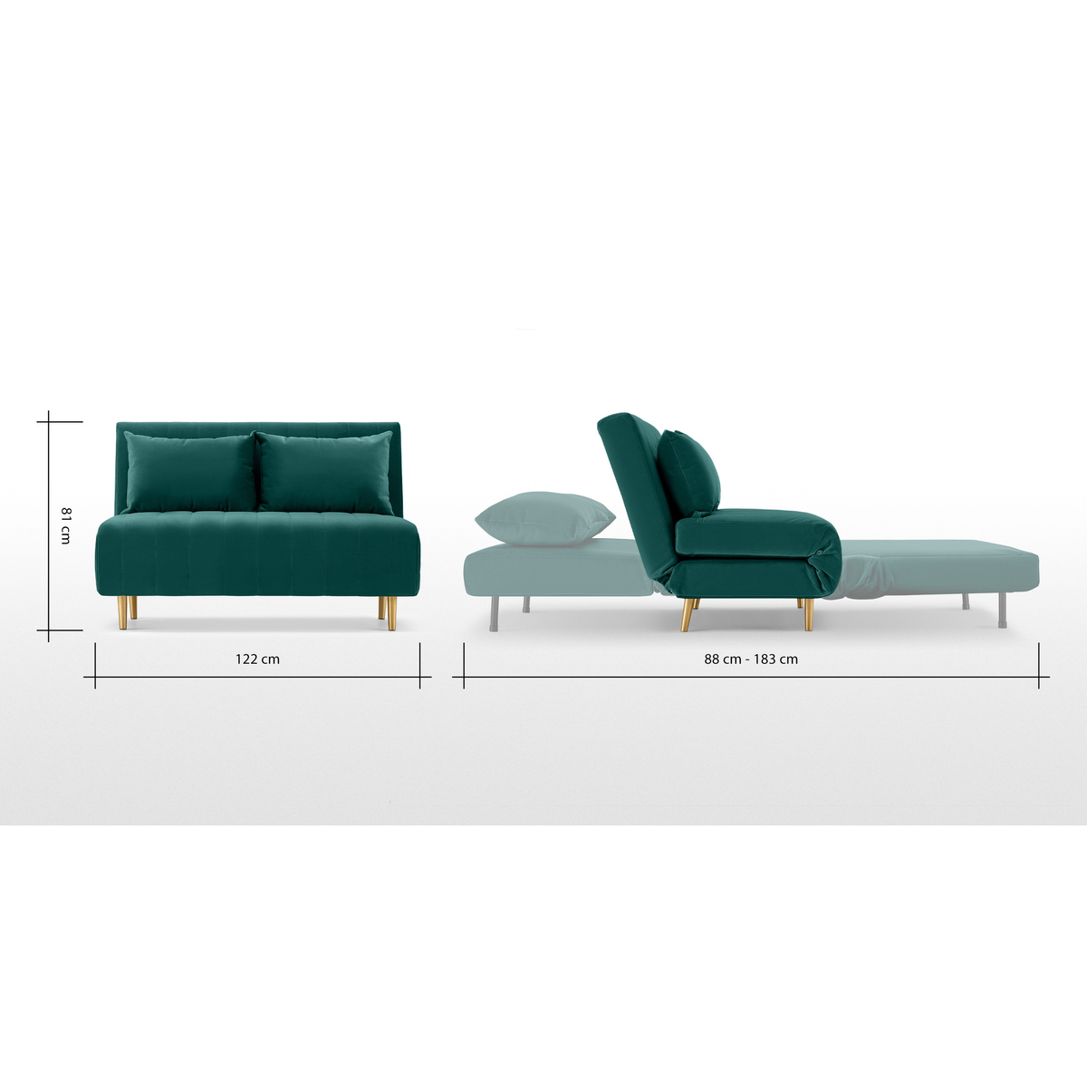 Bessie Small Sofa Bed, Seafoam Blue Velvet – image 8