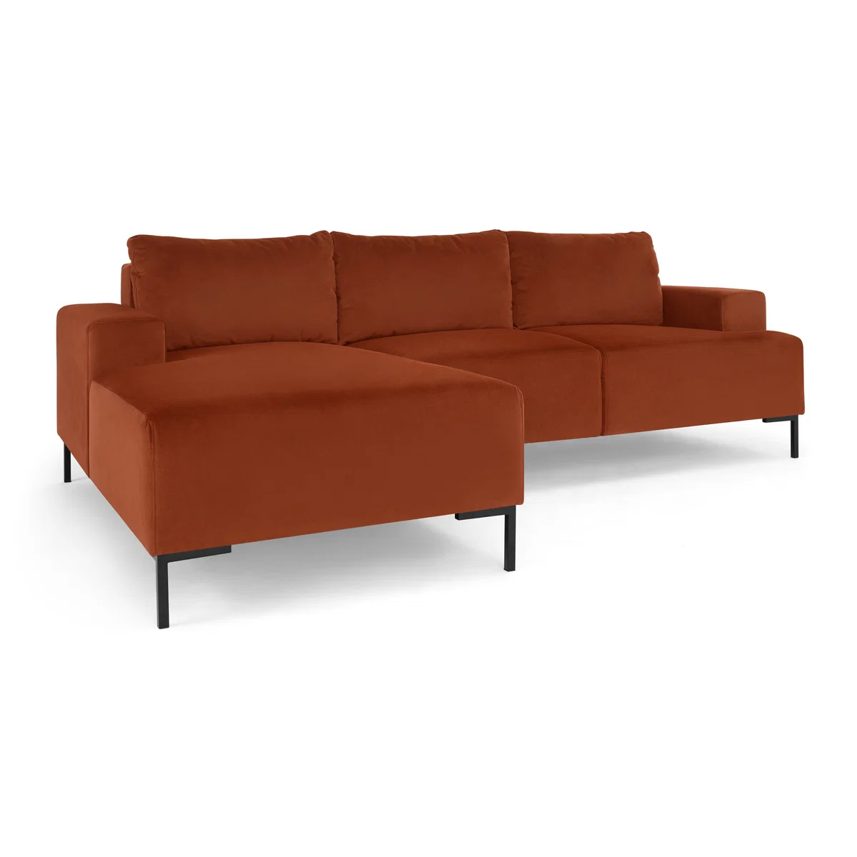 Frederik 3 Seater Left Hand Facing Compact Corner Chaise End Sofa, Nutmeg Orange Velvet – image 2