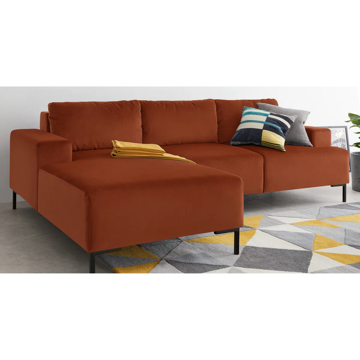 Frederik 3 Seater Left Hand Facing Compact Corner Chaise End Sofa, Nutmeg Orange Velvet – image 6