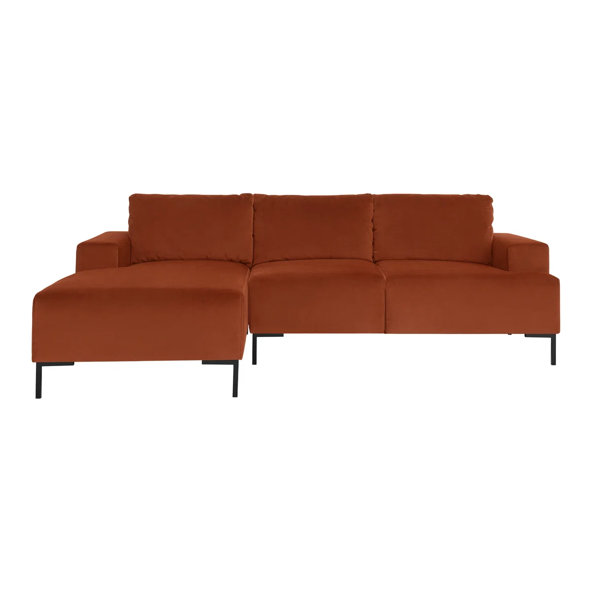 Frederik 3 Seater Left Hand Facing Compact Corner Chaise End Sofa, Nutmeg Orange Velvet – image 1