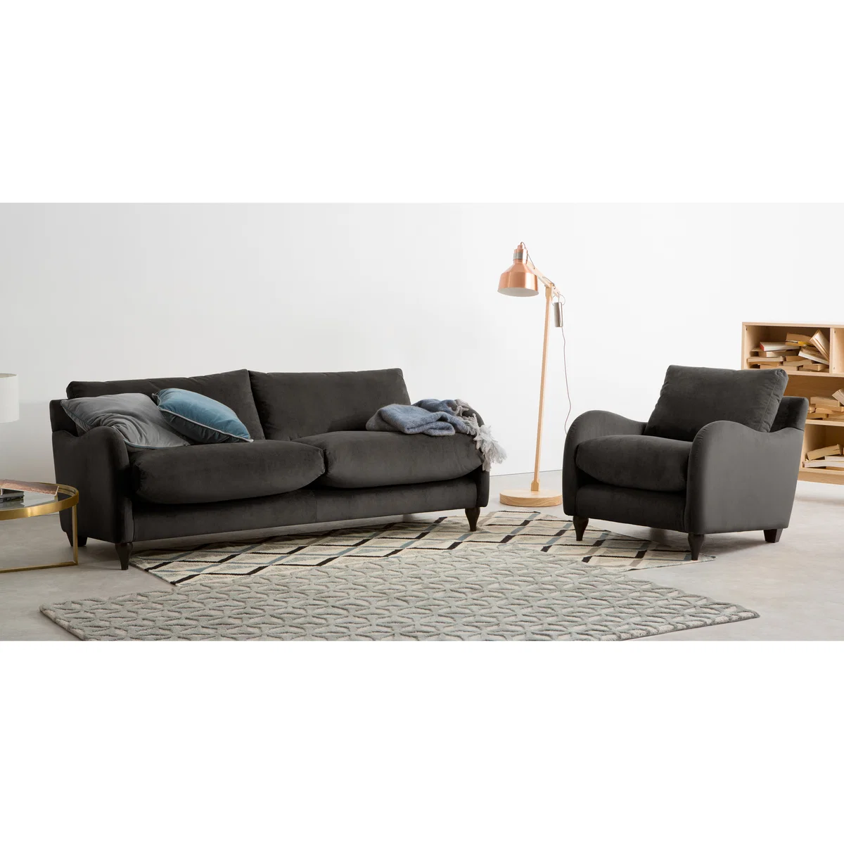 Sofia 3 Seater Sofa, Plush Asphalt Velvet – image 3