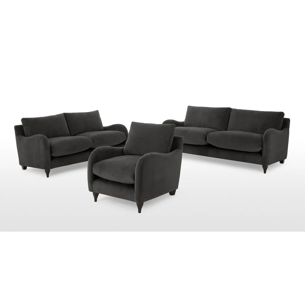 Sofia 3 Seater Sofa, Plush Asphalt Velvet – image 7