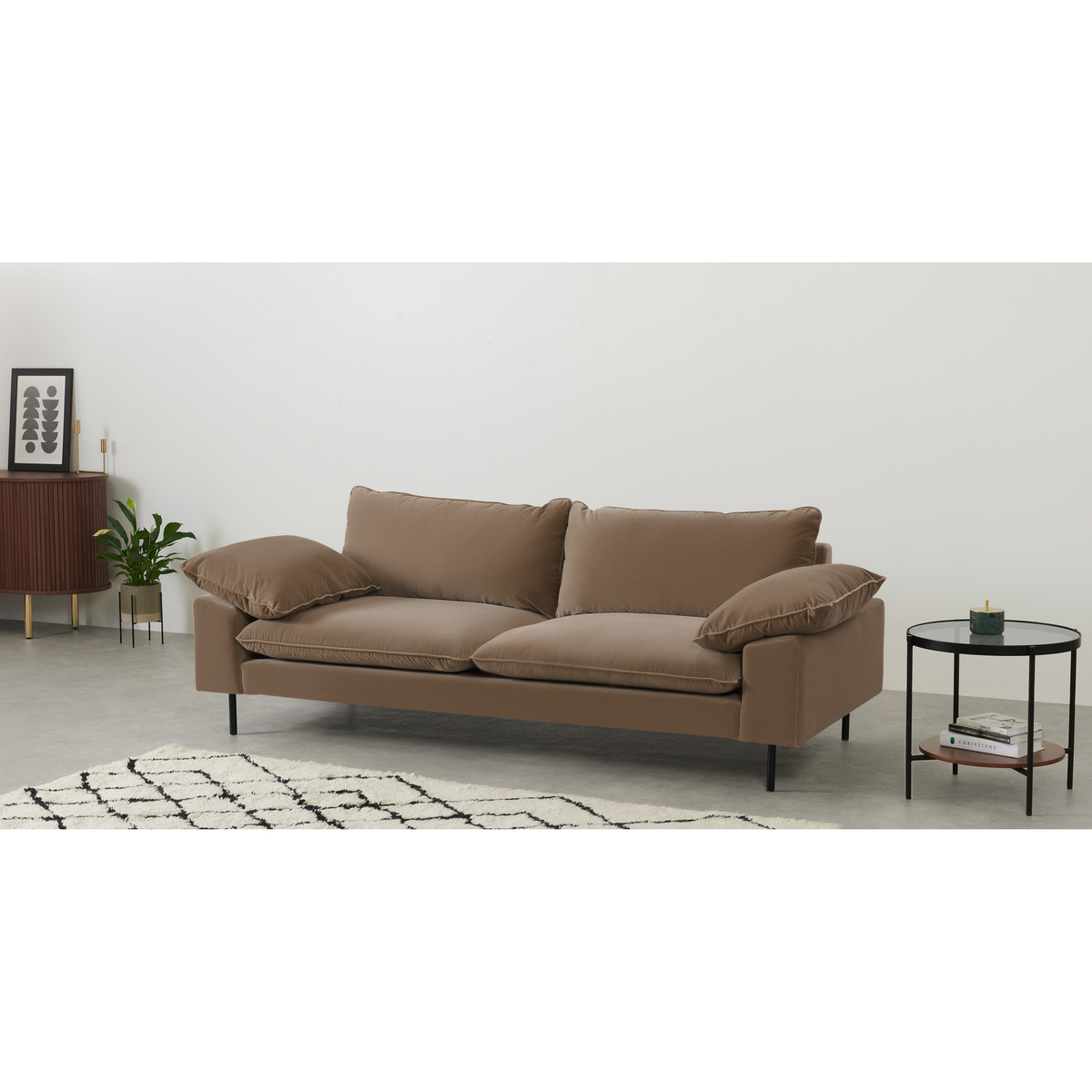 Fallyn 3 Seater Sofa, Mink Cotton Velvet – image 3