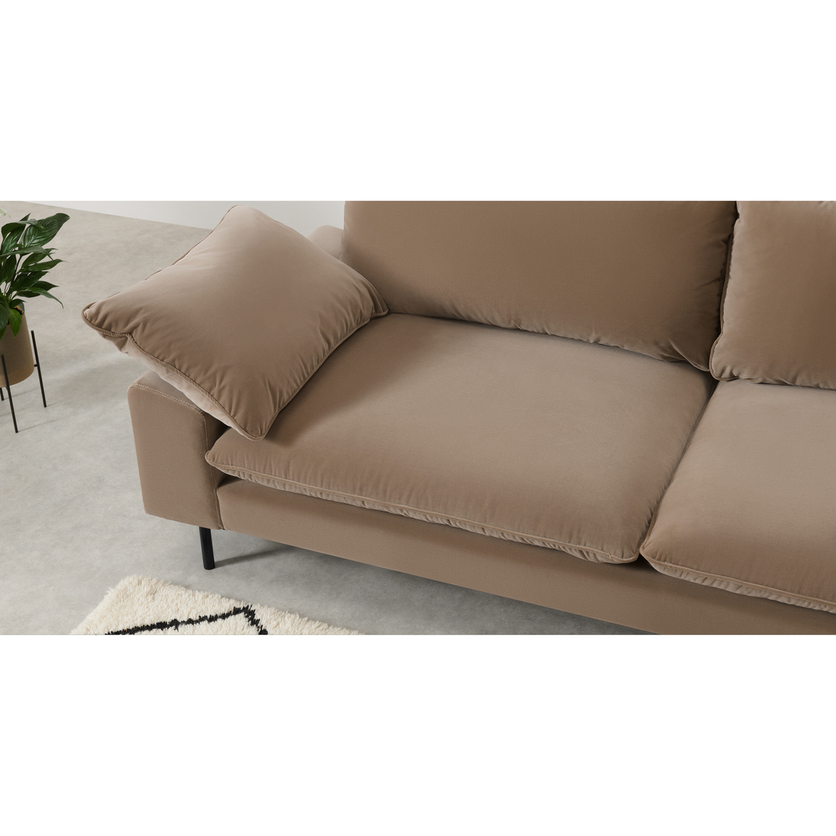 Fallyn 3 Seater Sofa, Mink Cotton Velvet – image 4