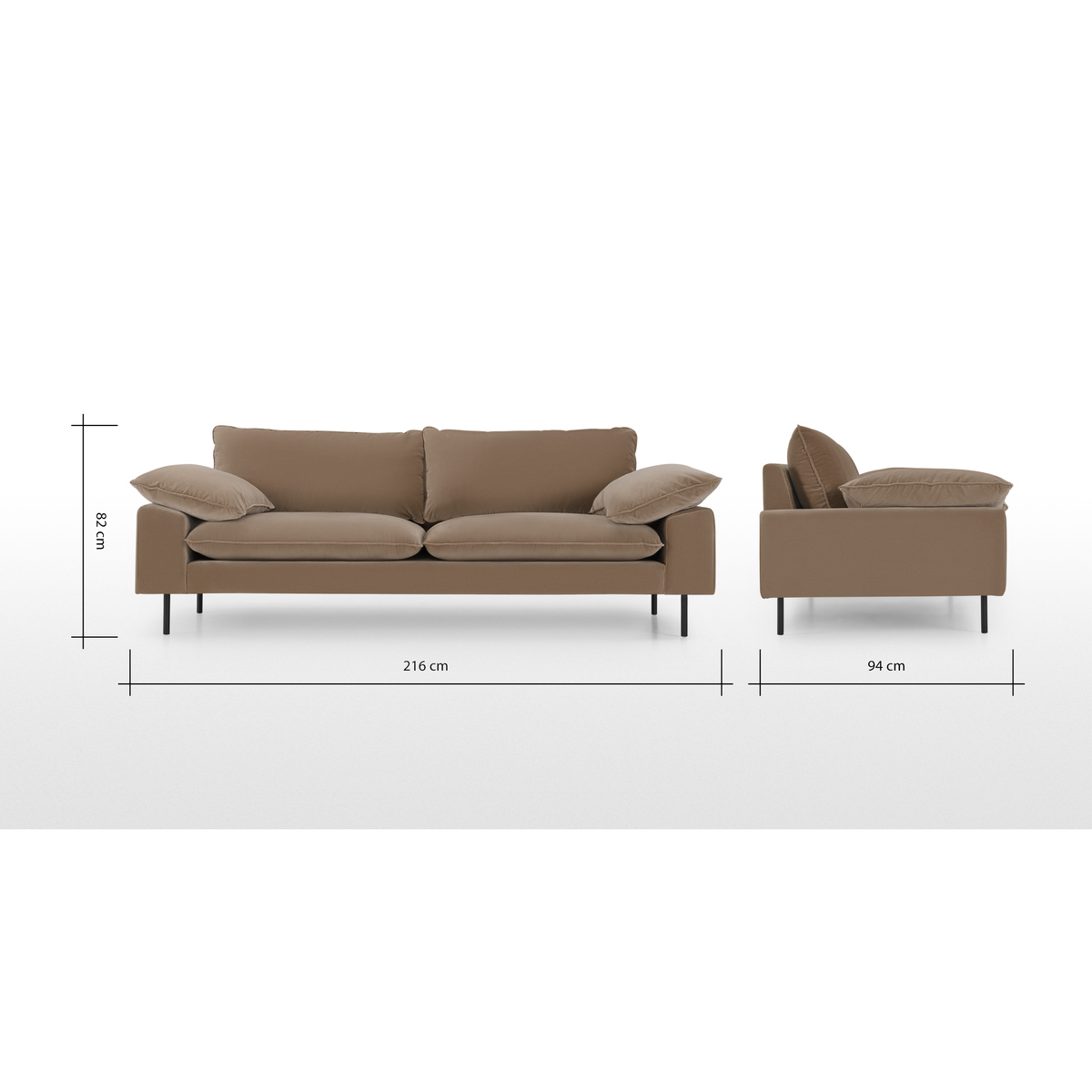 Fallyn 3 Seater Sofa, Mink Cotton Velvet – image 8