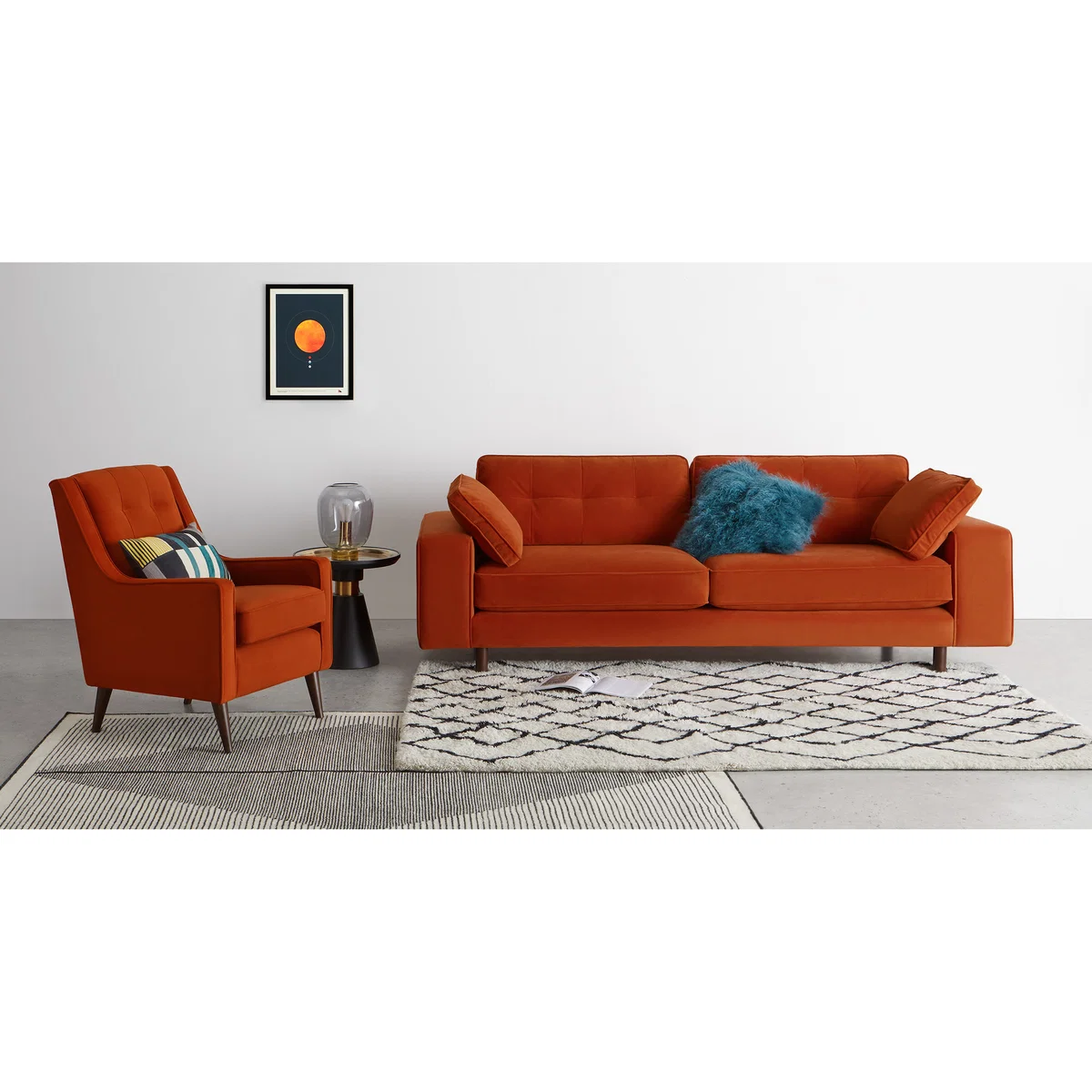 Content by Terence Conran Tobias, 2 Seater Sofa, Plush Hunter Green Velvet, Dark Wood Leg – image 3