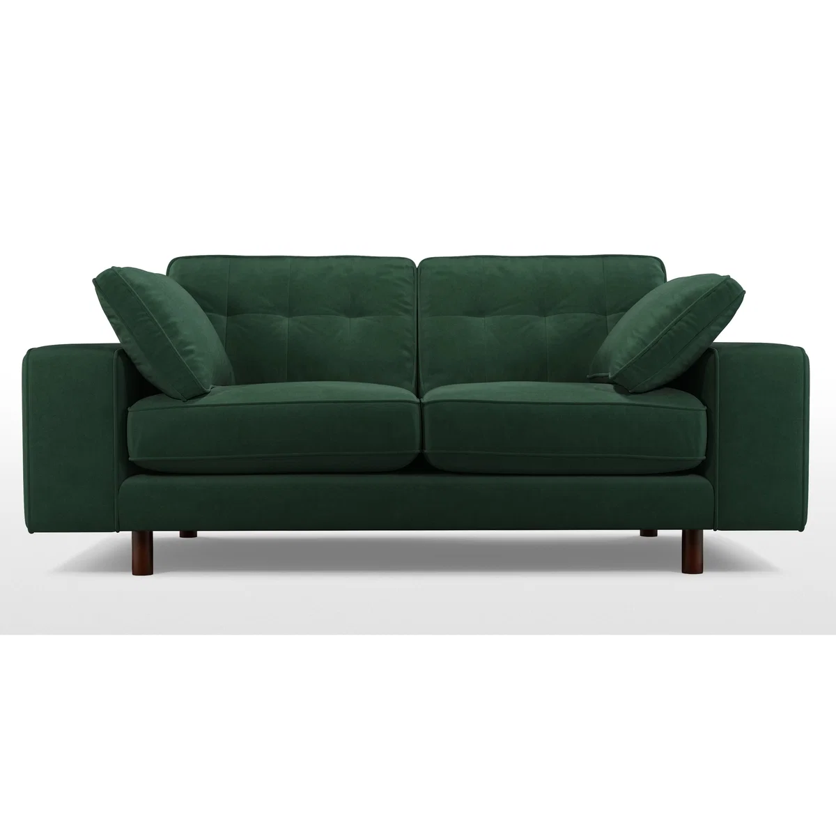 Content by Terence Conran Tobias, 2 Seater Sofa, Plush Hunter Green Velvet, Dark Wood Leg – image 5