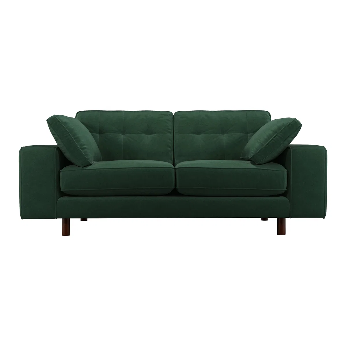 Content by Terence Conran Tobias, 2 Seater Sofa, Plush Hunter Green Velvet, Dark Wood Leg – image 2