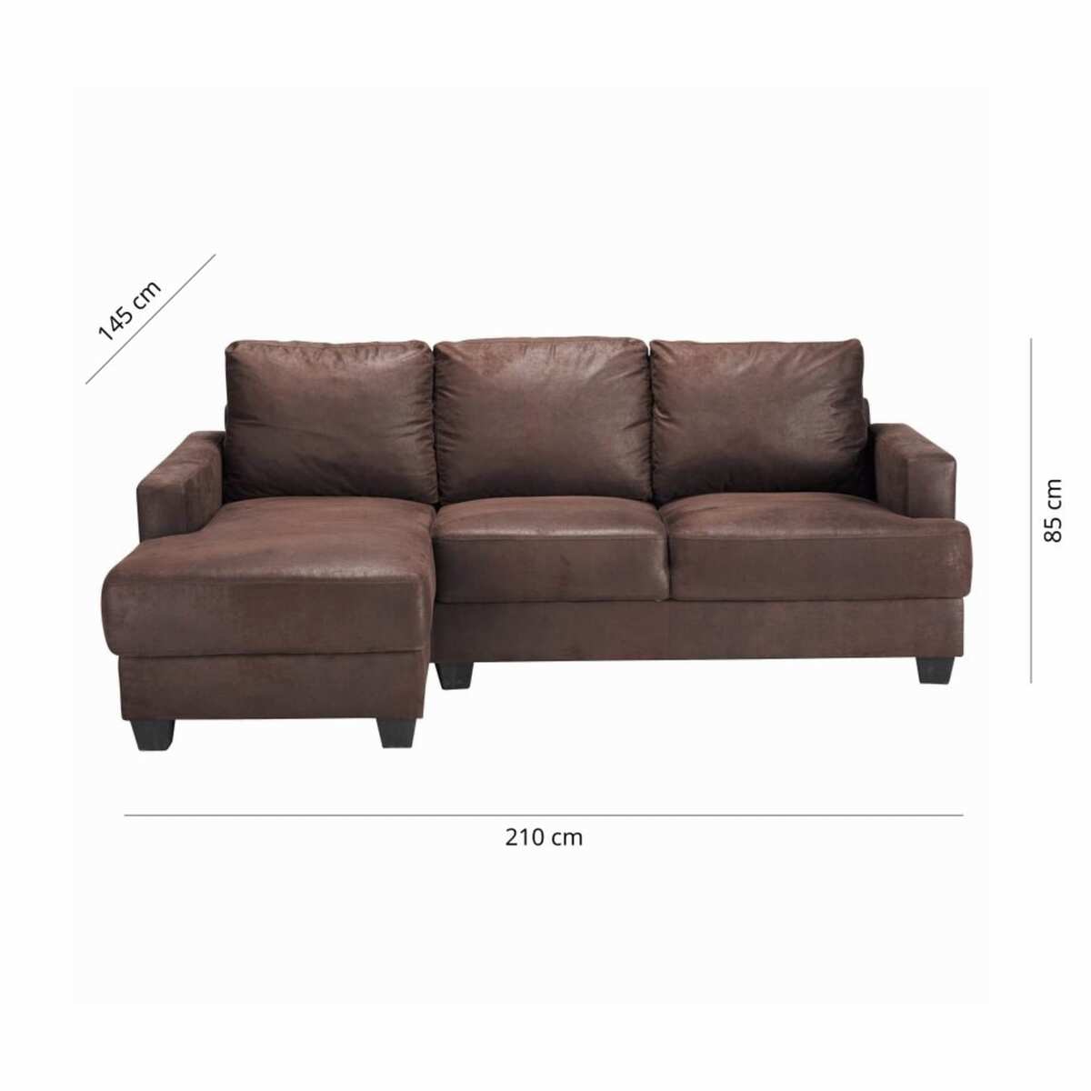 3/4 Seater Microsuede LHF Corner Sofa in Brown Philadelphie – image 2