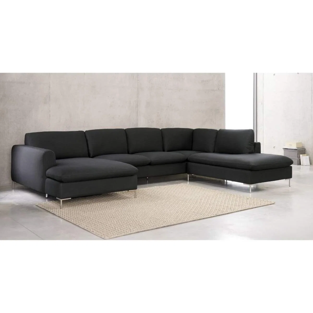 Fabric 7-Seater Corner Sofa, Charcoal Grey City – image 4