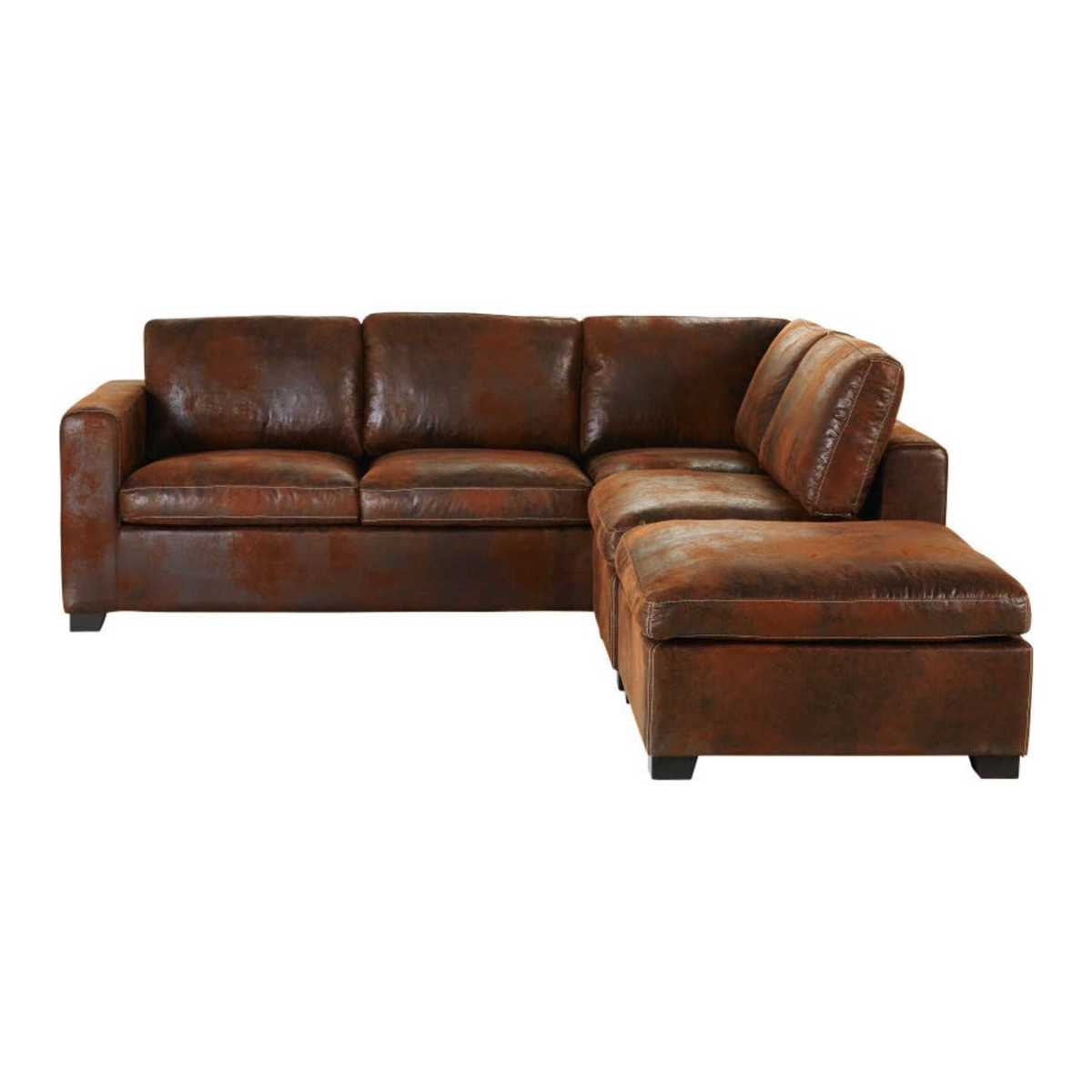 Brown 5-Seater Microsuede Right-Hand Corner Sofa Bed Kennedy – image 2
