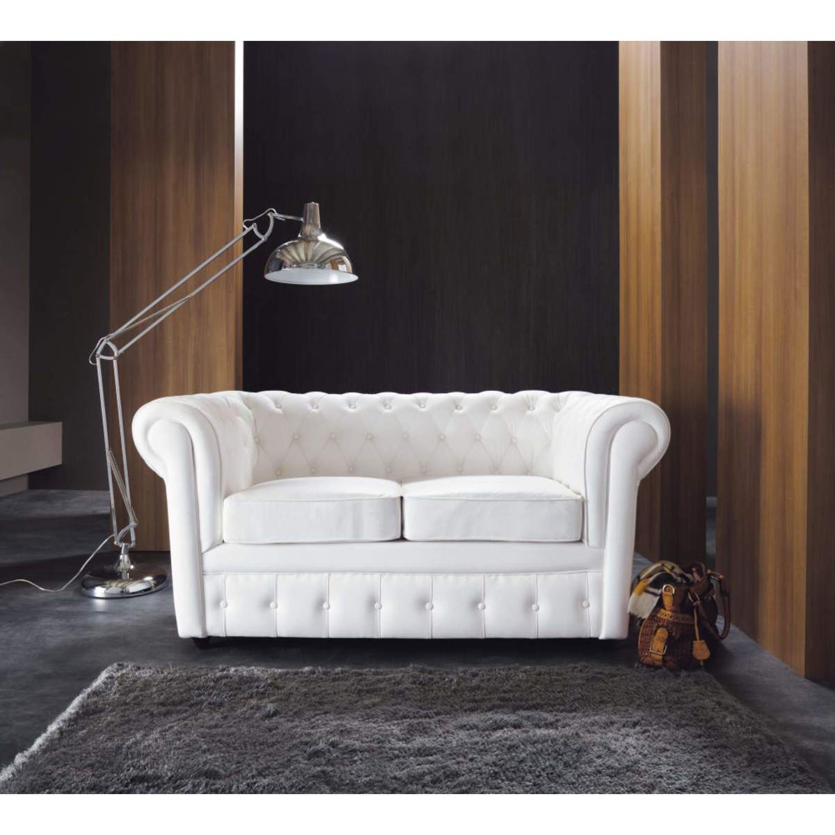 2-Seater Button Sofa in White Chesterfield – image 2