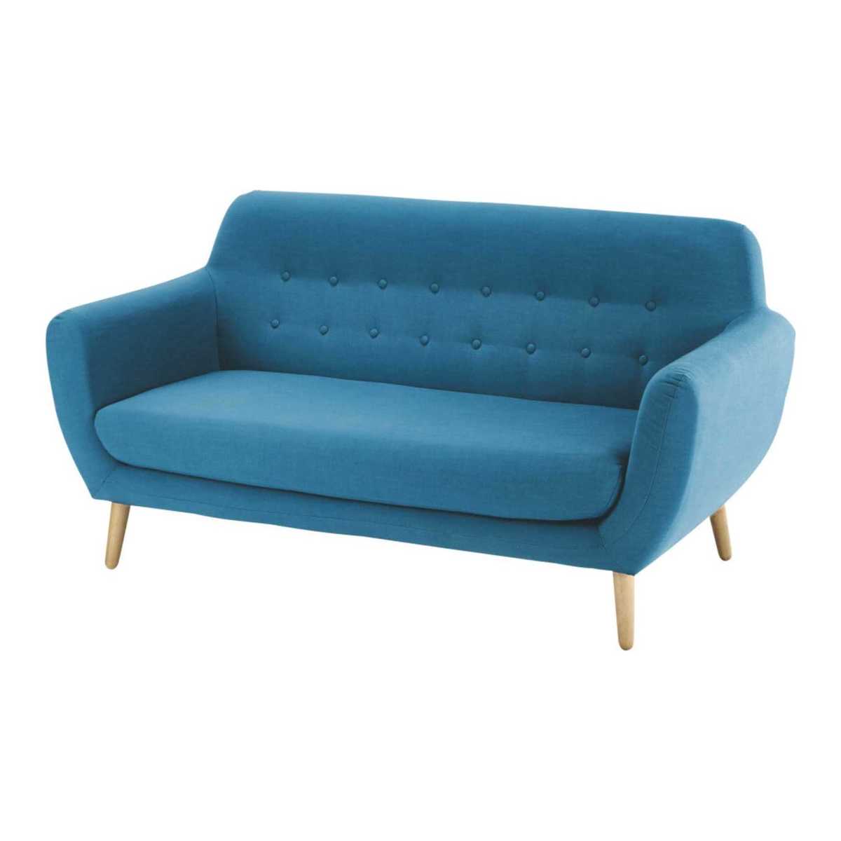 Scandinavian Petrol Blue Fabric 2 3-Seater Sofa Iceberg – image 1
