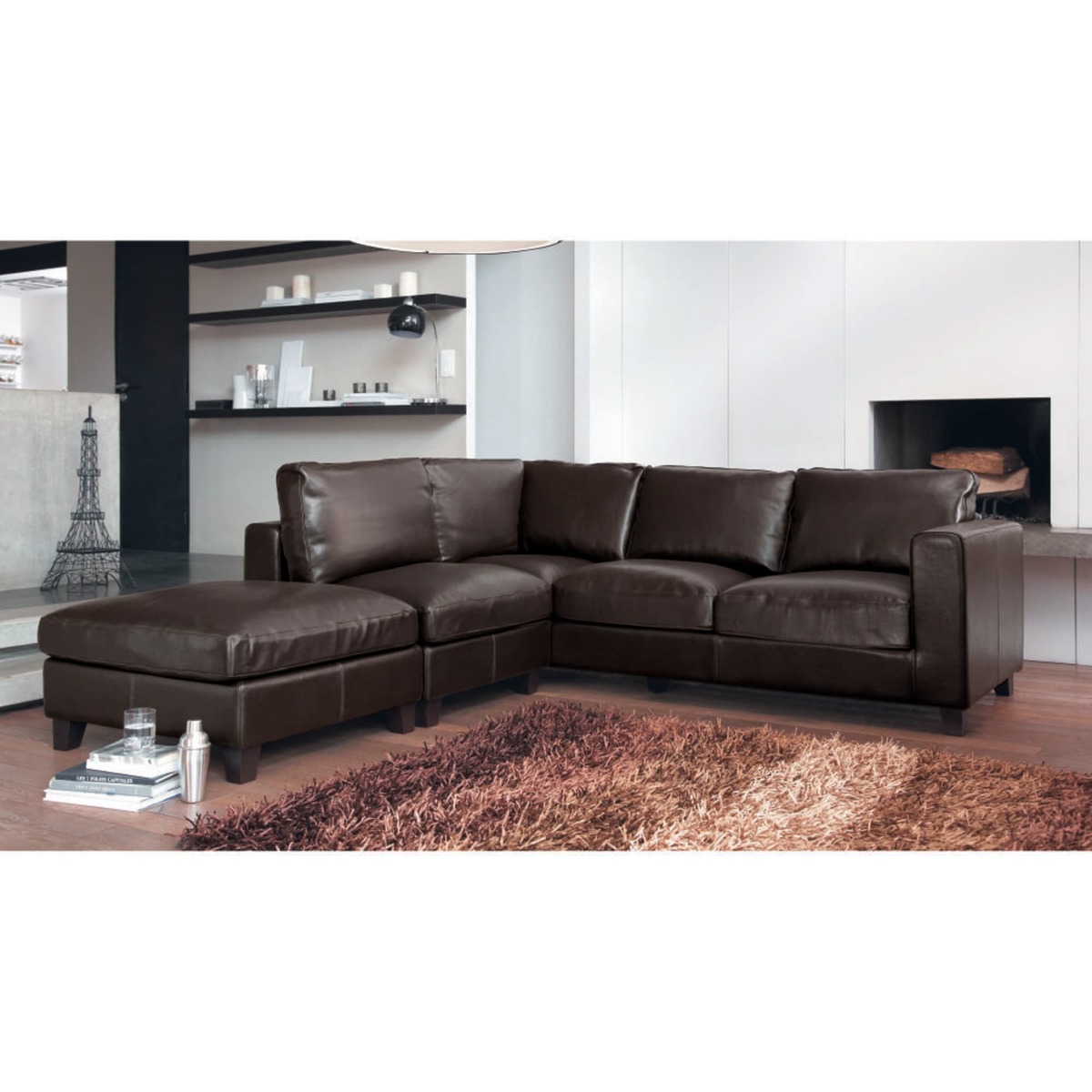 5 Seater Split Leather Corner Sofa in Chocolate Kennedy – image 2