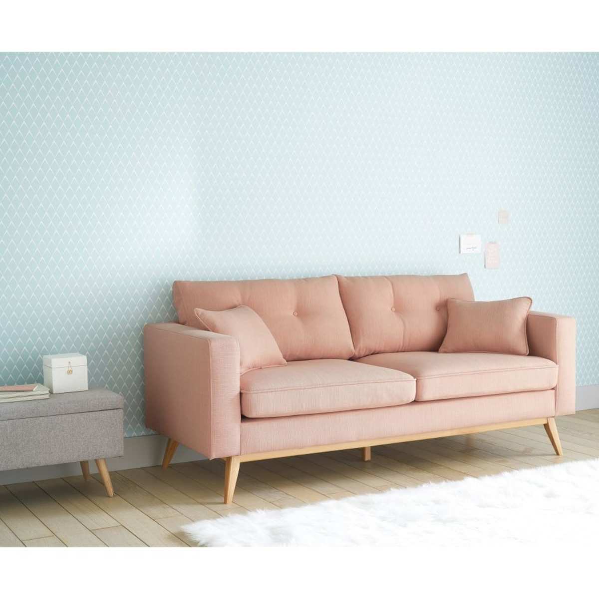 Scandinavian 3-Seater Light Pink Sofa Brooke – image 5