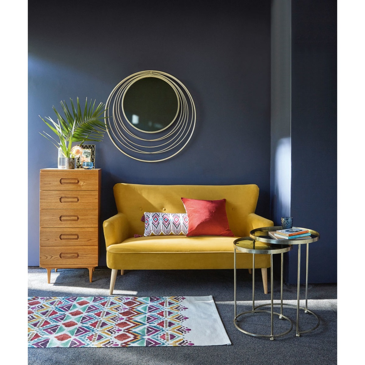Mustard Yellow 2-Seater Velvet Sofa Leon – image 4