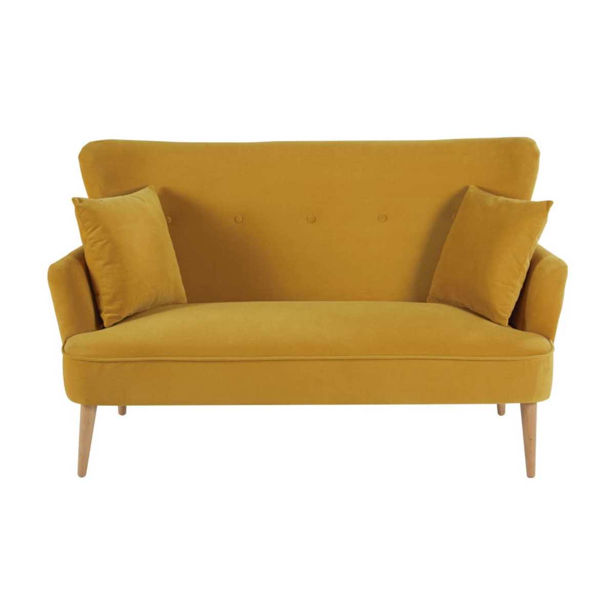 Mustard Yellow 2-Seater Velvet Sofa Leon – image 2