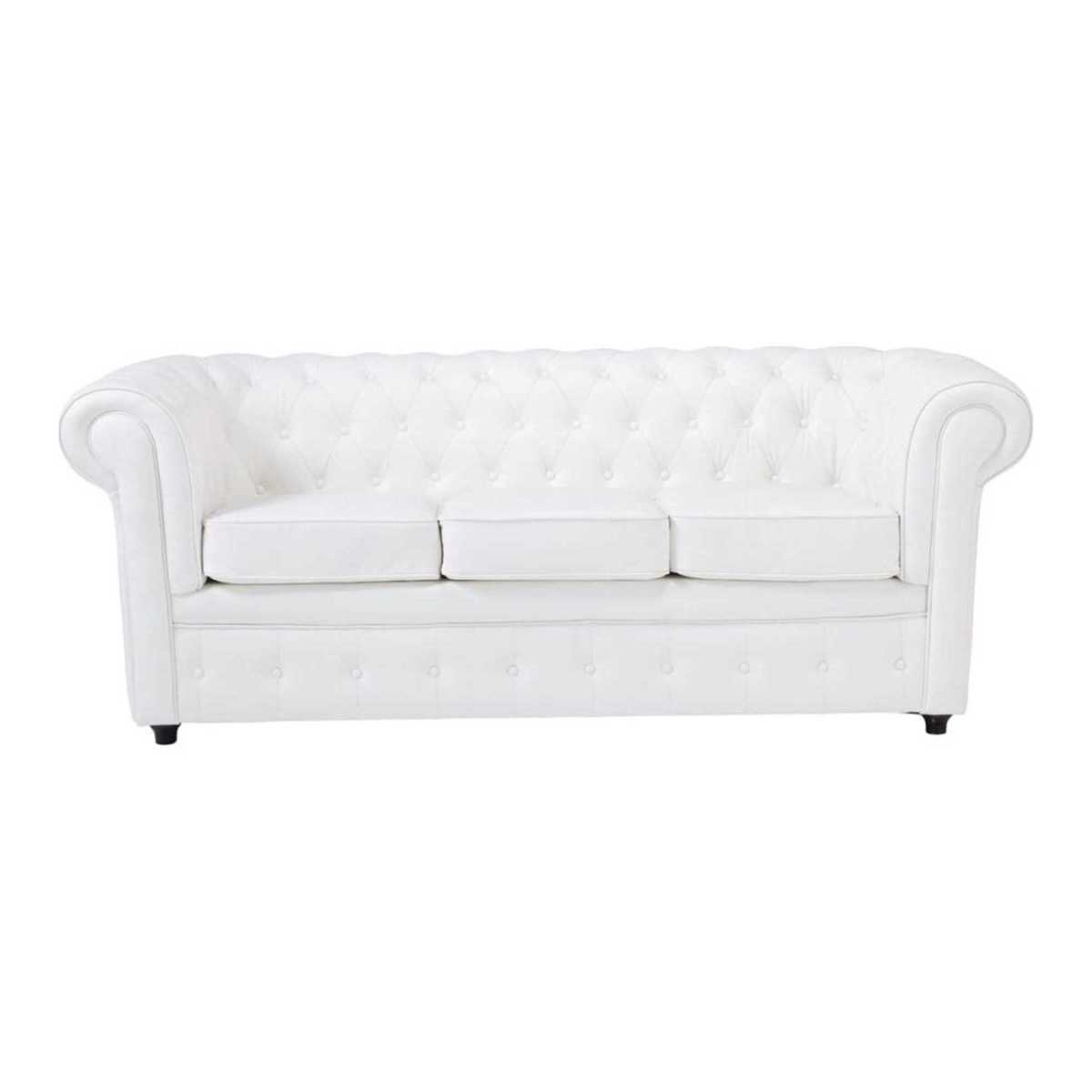 3-Seater Button Sofa in White Chesterfield – image 1