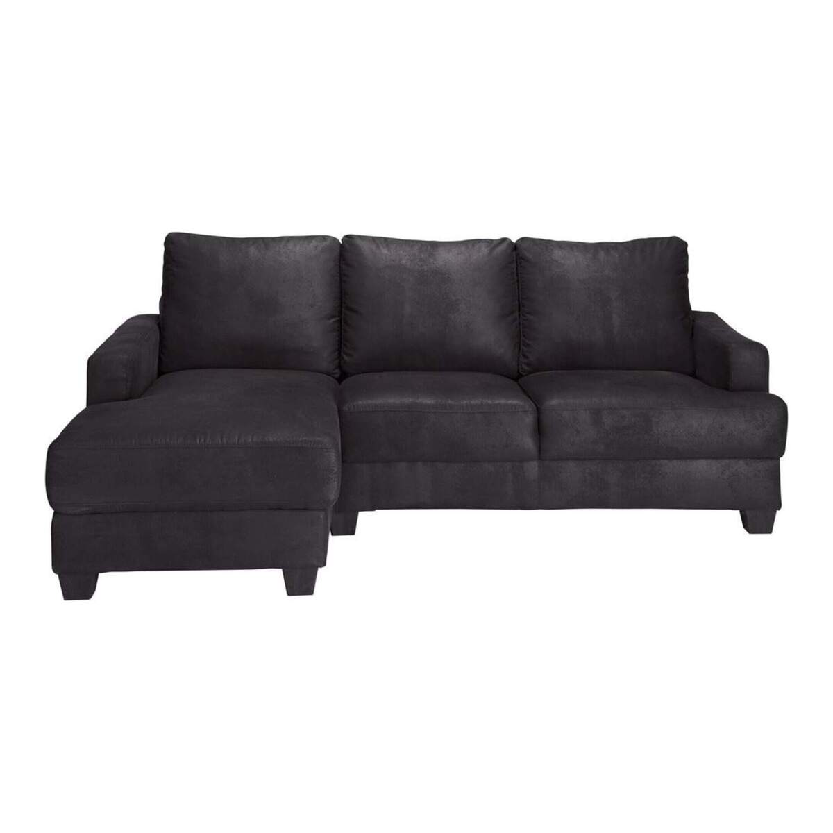 Black 3/4 Seater Microsuede LHF Corner Sofa Philadelphie – image 1
