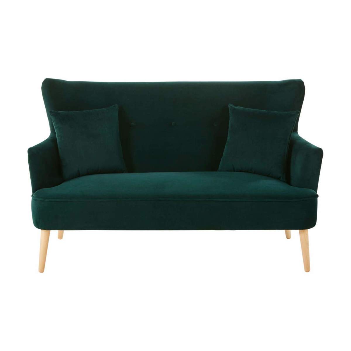 Green Vintage 2-Seater Velvet Sofa Leon – image 2