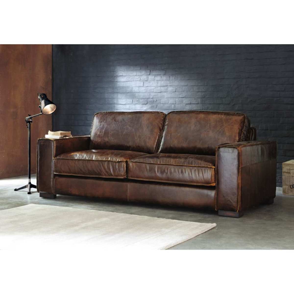 3-Seater Leather Vintage Sofa in Brown Colonel – image 2