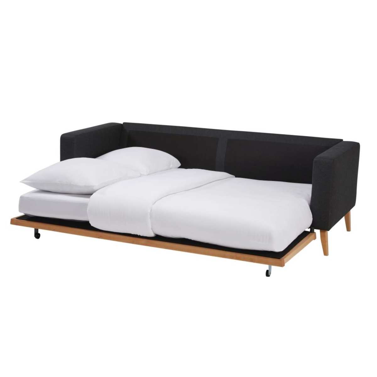Scandinavian 3-Seater Anthracite Fabric Sofa Bed Brooke – image 4