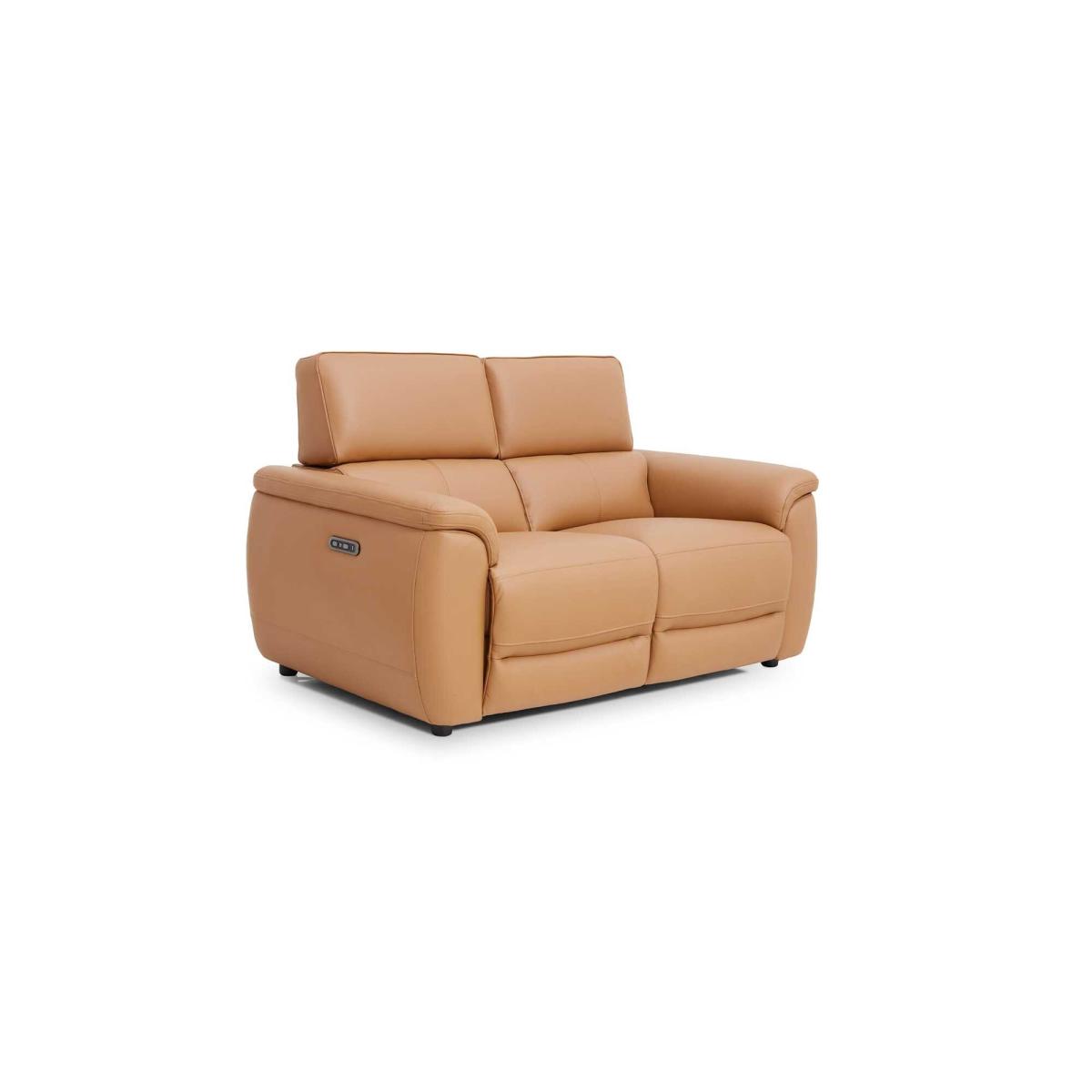 Glendale 2 Power Seater & Headrest Recliner Sofa, Brown Leather | Barker & Stonehouse – image 2