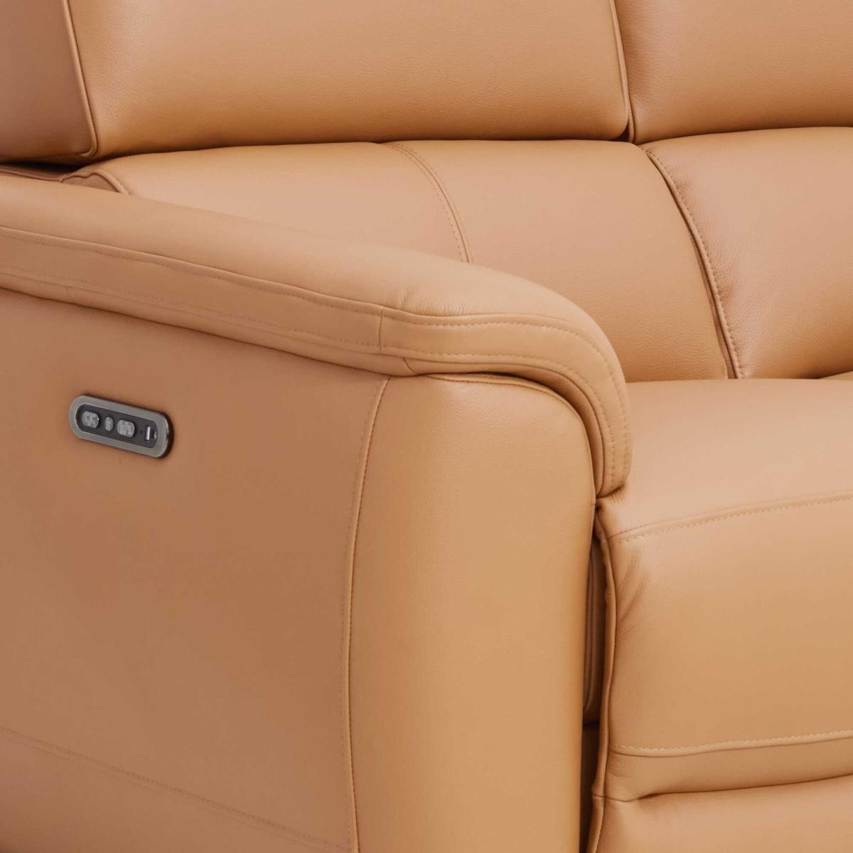 Glendale 2 Power Seater & Headrest Recliner Sofa, Brown Leather | Barker & Stonehouse – image 3