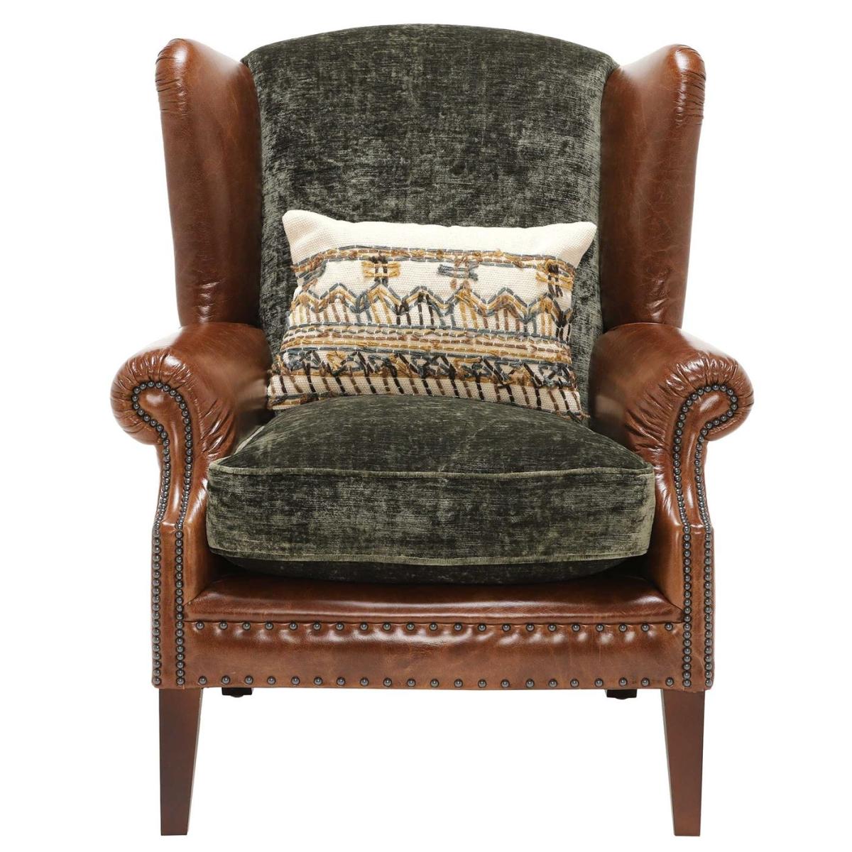 Tetrad Constable Wingback Armchair, Green Leather | Barker & Stonehouse – image 2
