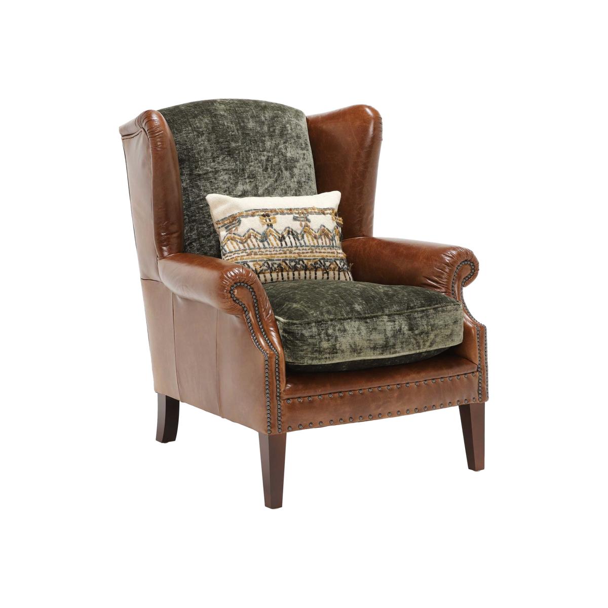 Tetrad Constable Wingback Armchair, Green Leather | Barker & Stonehouse – image 1