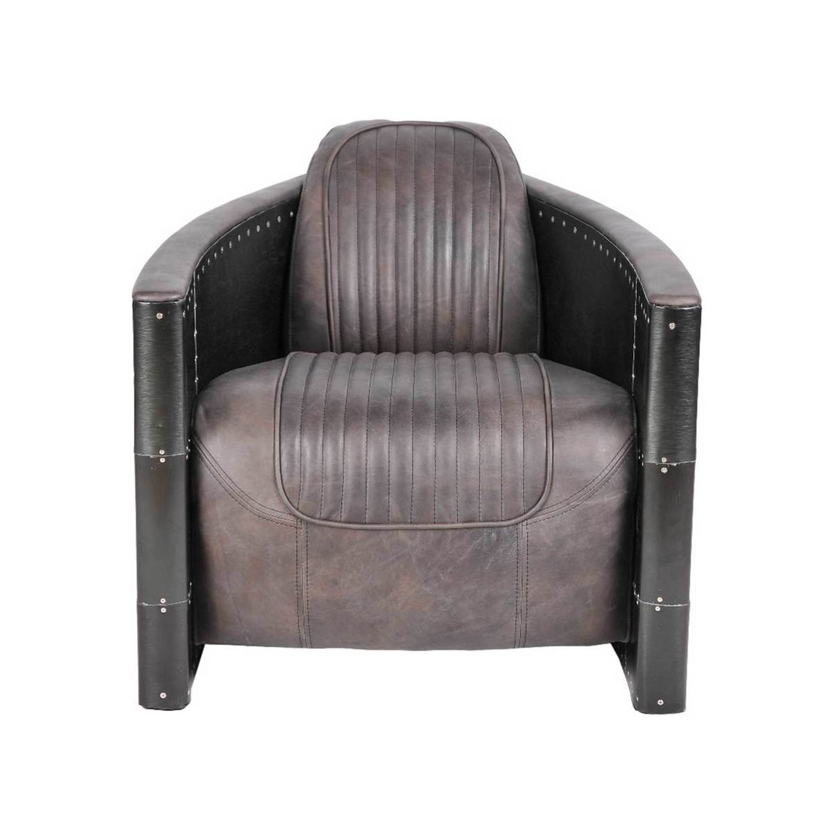 Timothy Oulton Aviator Tomcat Armchair, Destroyed Black and Black Spitfire