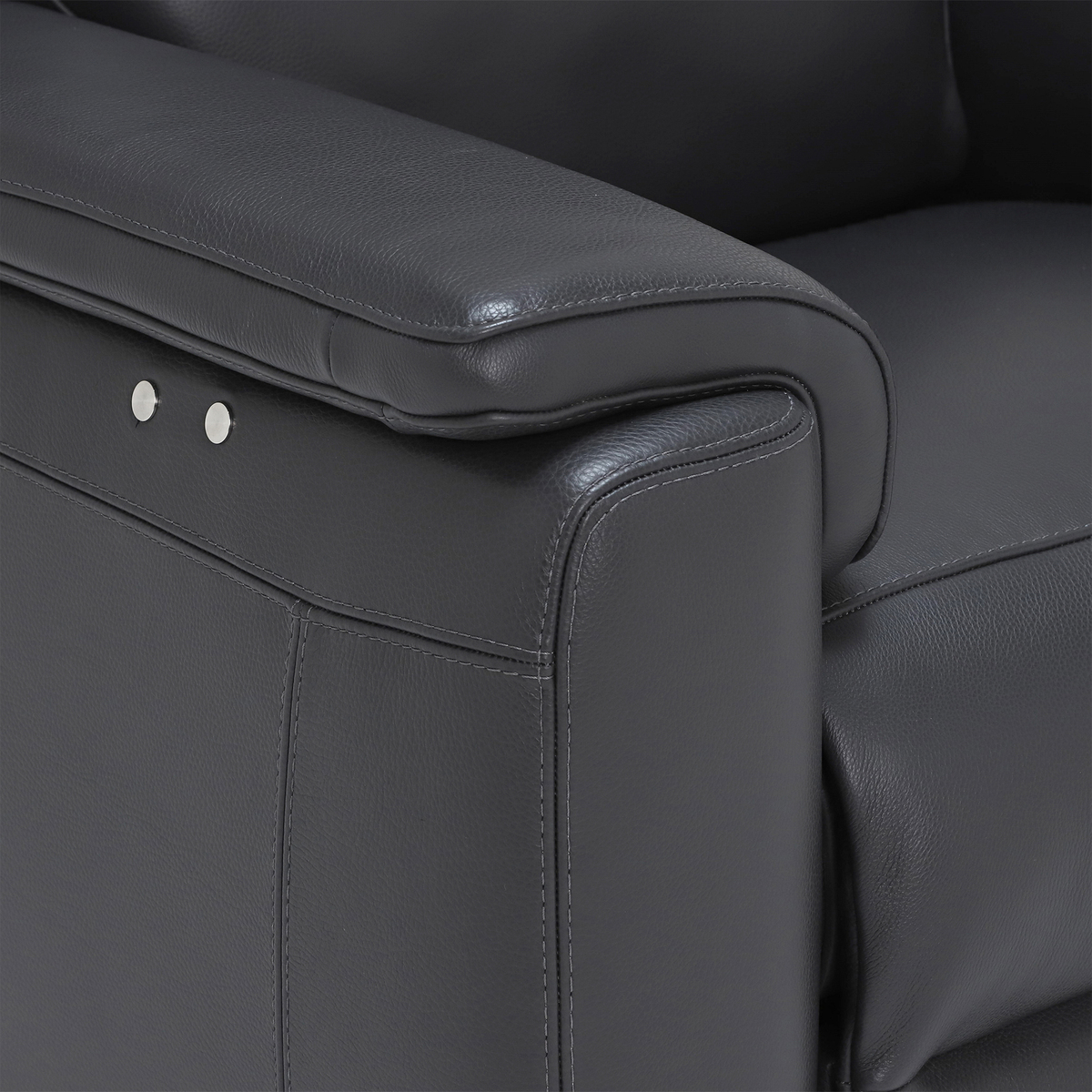 Strauss Grey Leather Recliner Armchair – image 4