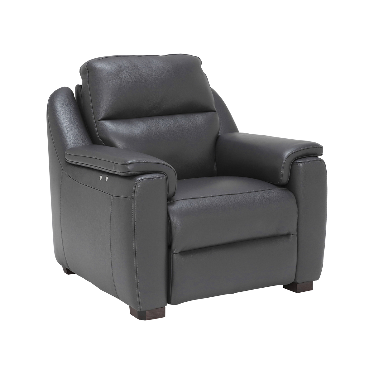Strauss Grey Leather Recliner Armchair – image 1