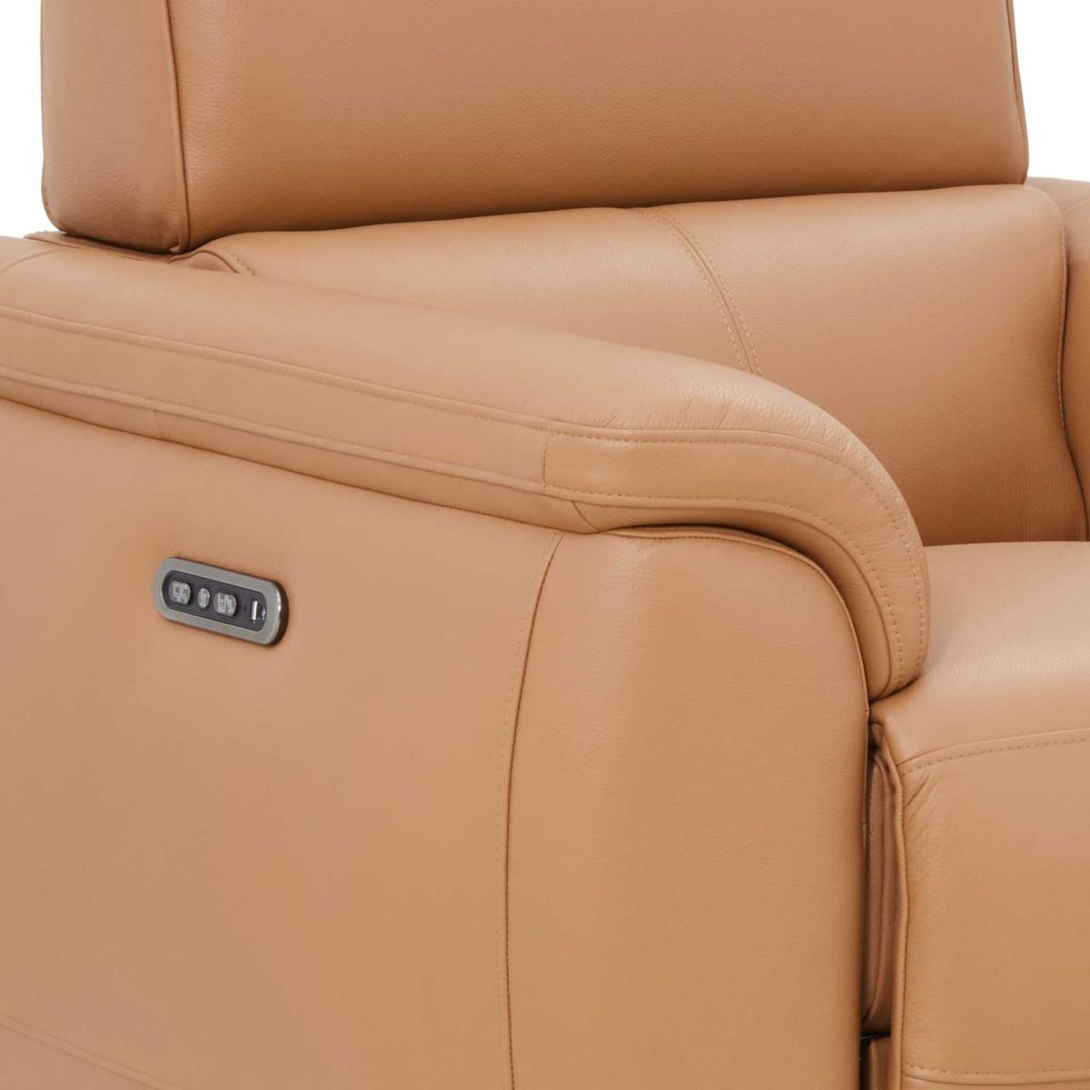 Glendale Power Recliner Chair & Headrest, Brown Leather | Barker & Stonehouse – image 3