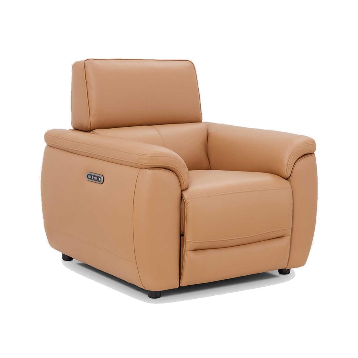 Glendale Power Recliner Chair & Headrest, Brown Leather | Barker & Stonehouse – image 1