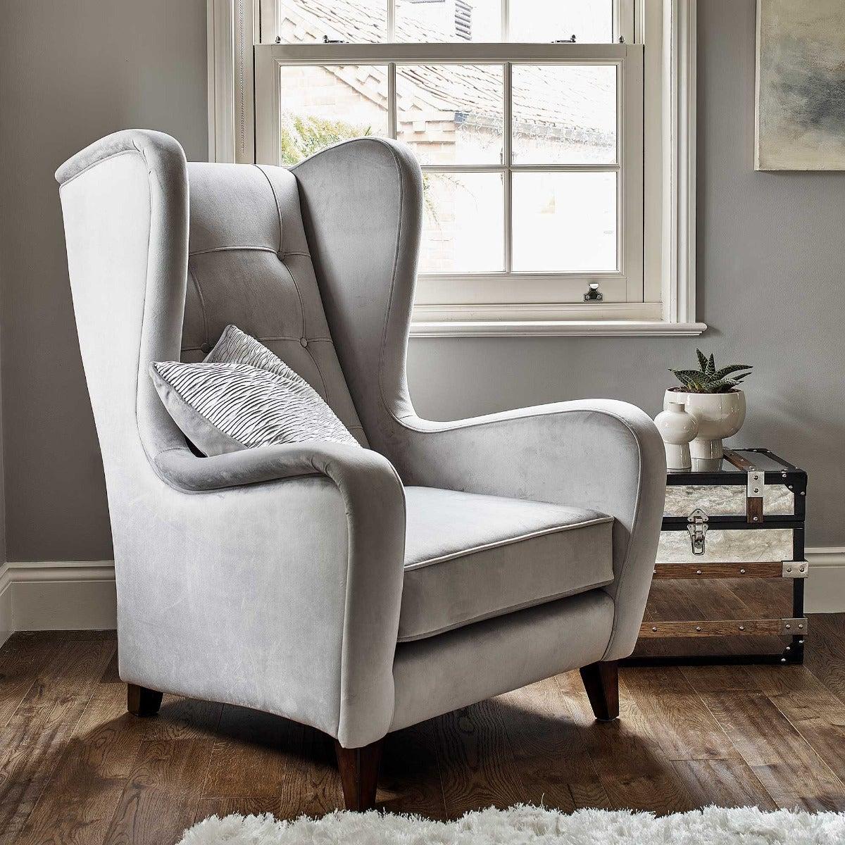 Dorsey Throne Armchair, Grey Fabric | Barker & Stonehouse – image 2