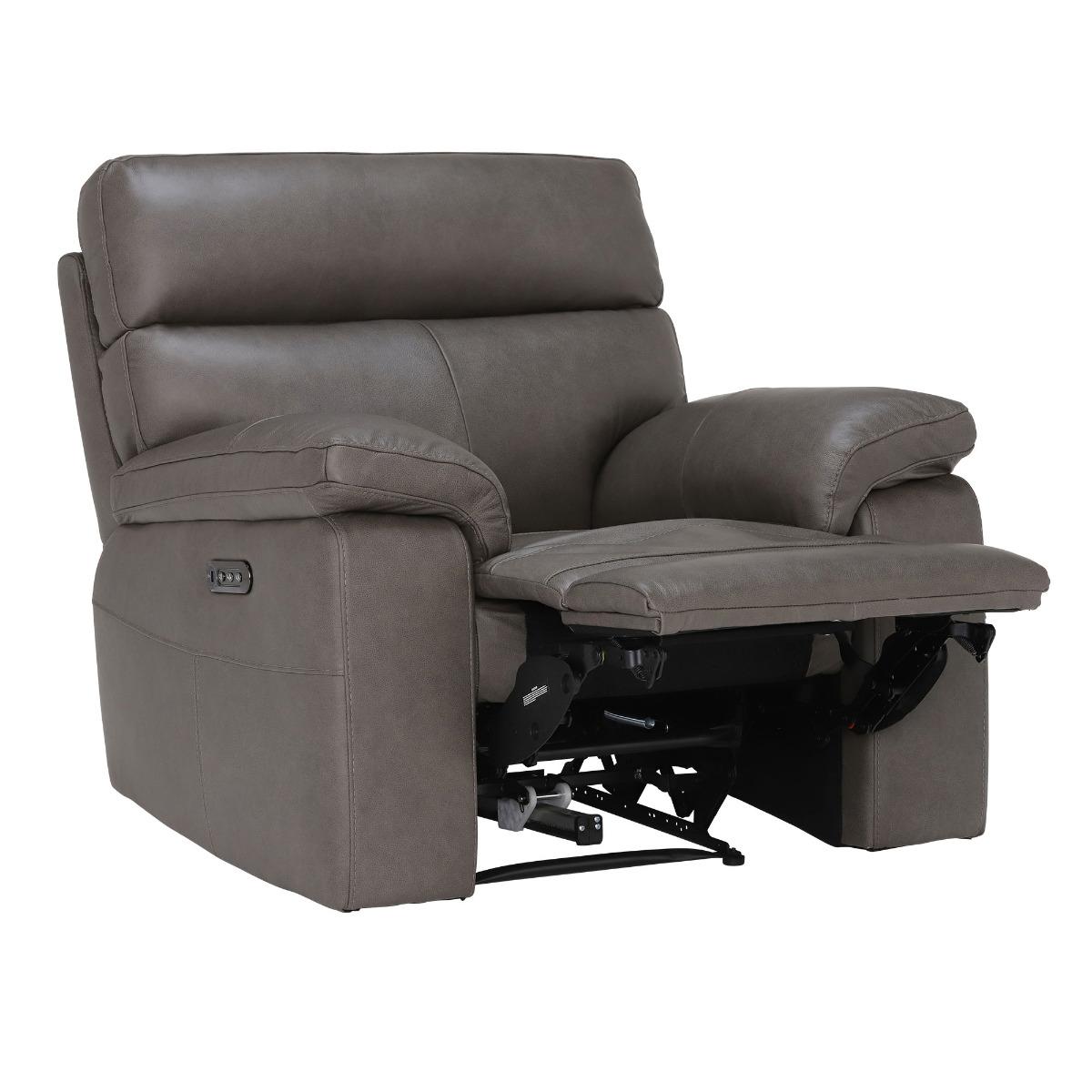 Clark Armchair With Power Motion Recliner, Brown Leather | Barker & Stonehouse – image 4