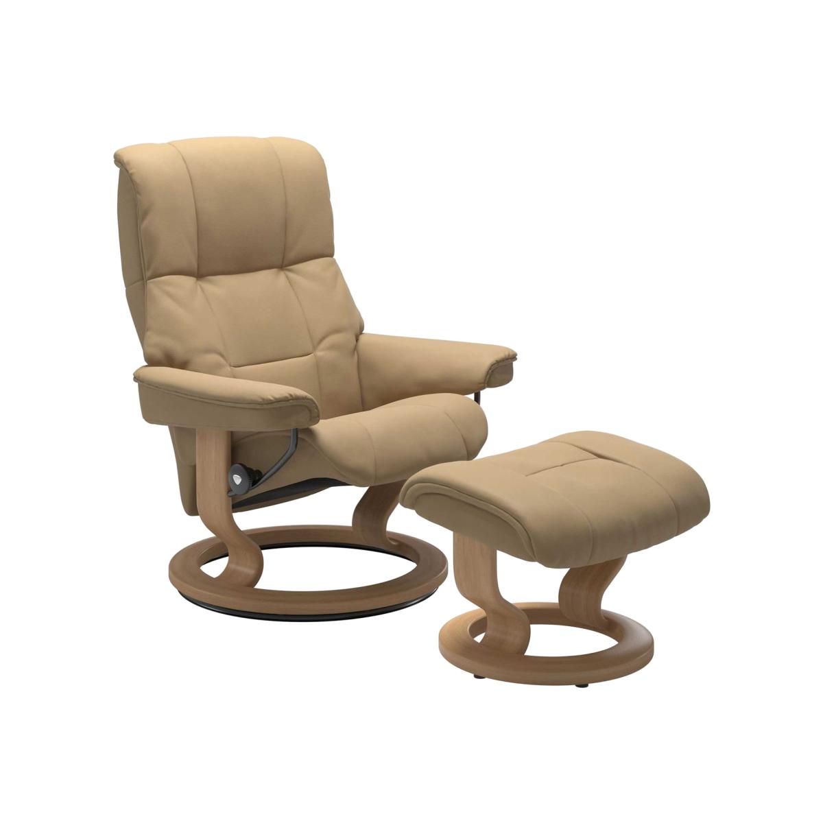 Stressless Mayfair Medium Classic Chair & Stool, Neutral Leather | Barker & Stonehouse – image 1