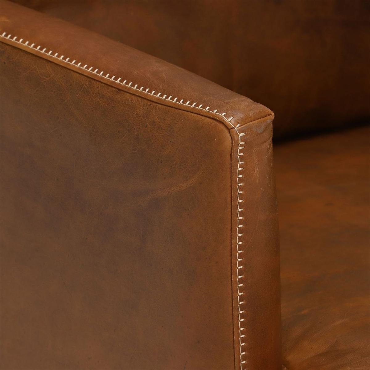 100% Leather Single Accent Chair - Brown - W86 x D100 x H86cm - Barker & Stonehouse – image 4