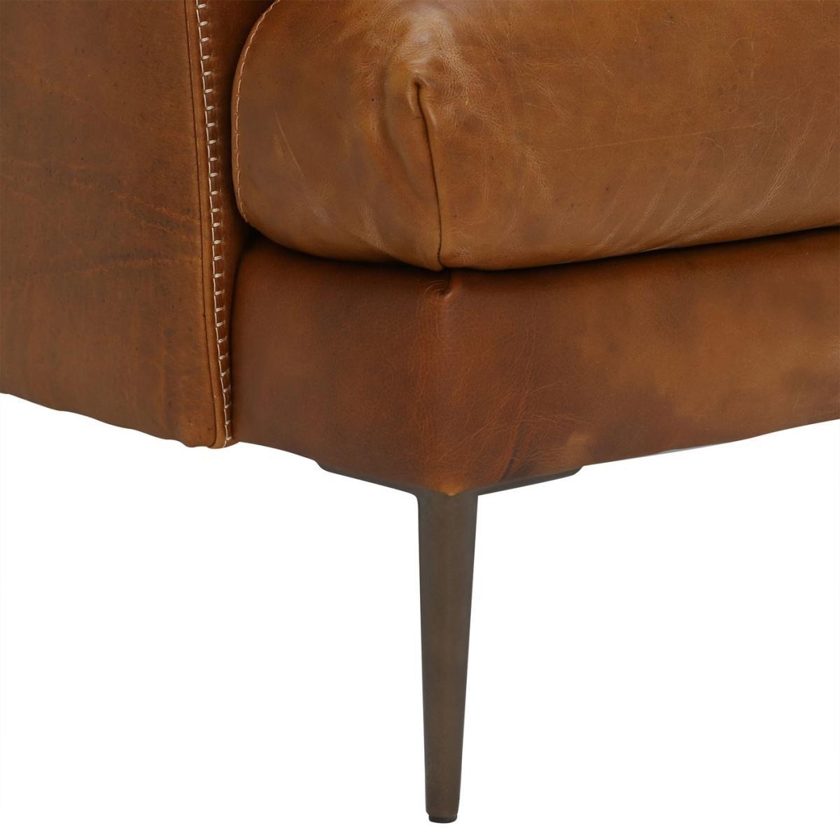 100% Leather Single Accent Chair - Brown - W86 x D100 x H86cm - Barker & Stonehouse – image 5