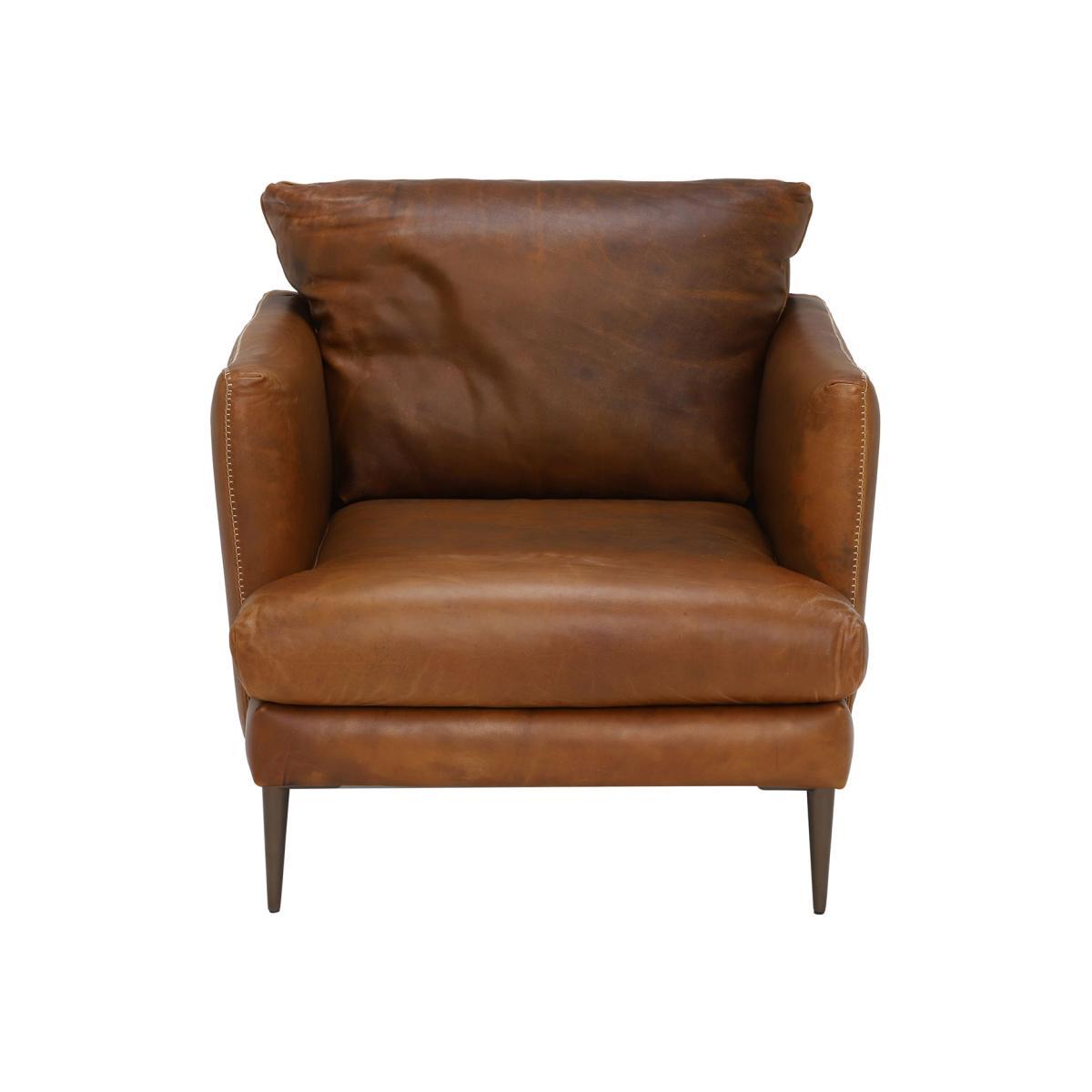 100% Leather Single Accent Chair - Brown - W86 x D100 x H86cm - Barker & Stonehouse – image 1