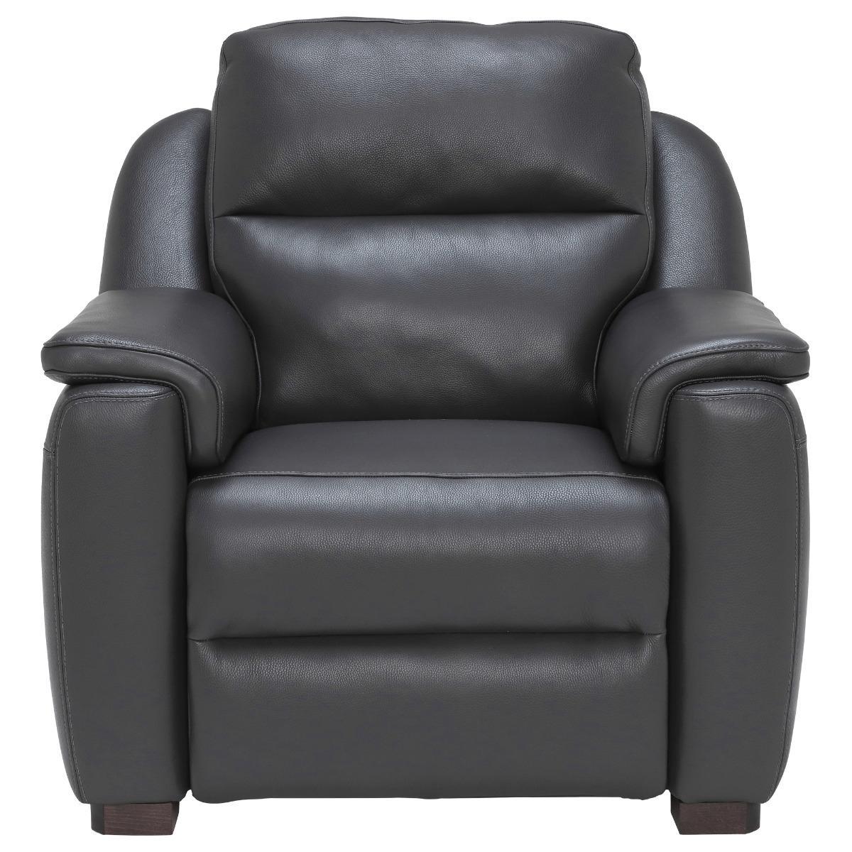Strauss Grey Leather Recliner Armchair – image 2