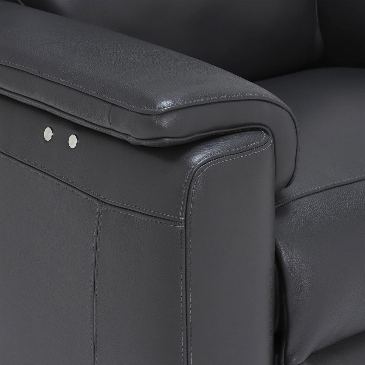 Strauss Grey Leather Recliner Armchair – image 3