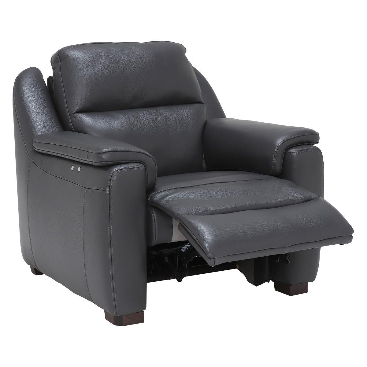 Strauss Grey Leather Recliner Armchair – image 5