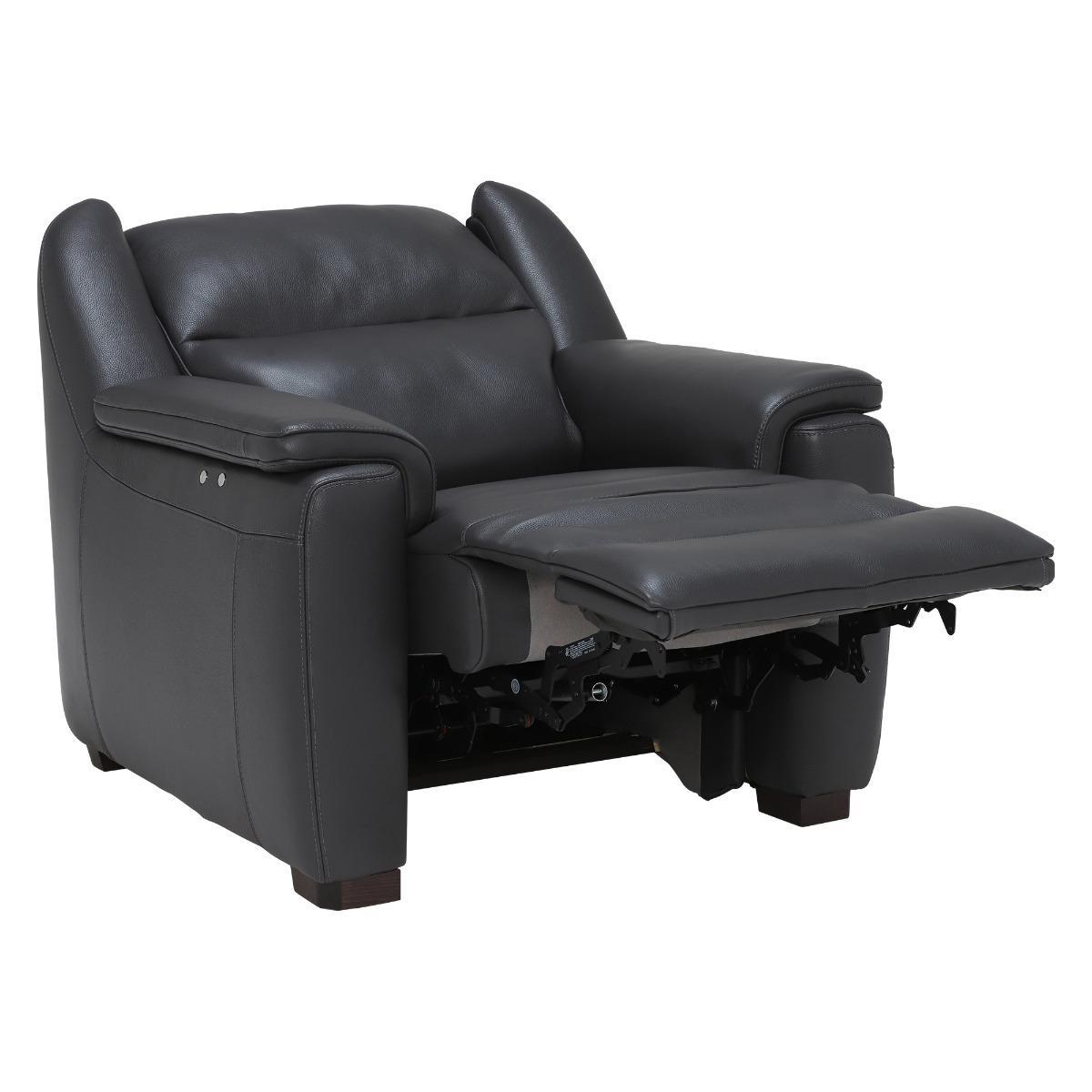 Strauss Grey Leather Recliner Armchair – image 6
