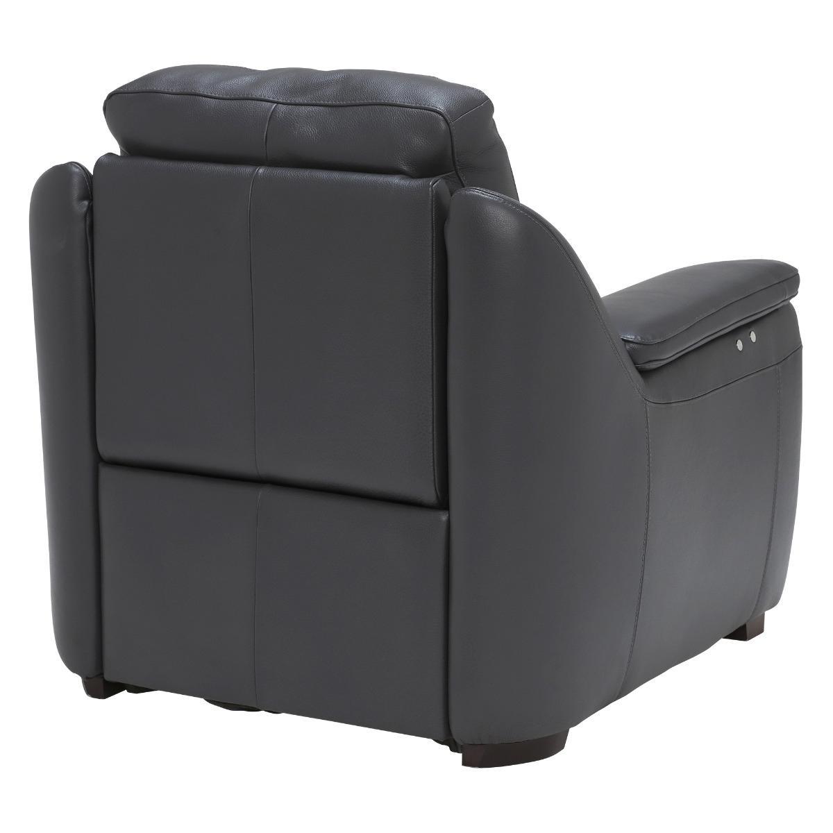 Strauss Grey Leather Recliner Armchair – image 7