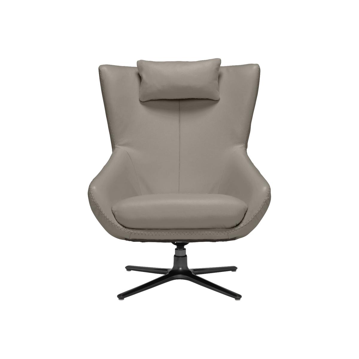 Laurino Swivel Armchair With Headrest, Grey Leather | Barker & Stonehouse – image 1